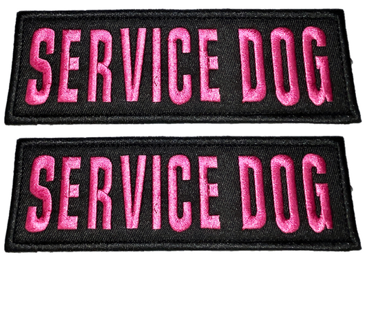 Service Dog Collar Vest Patches - 2 X 6 Inch Embroidered - Hook & Loop