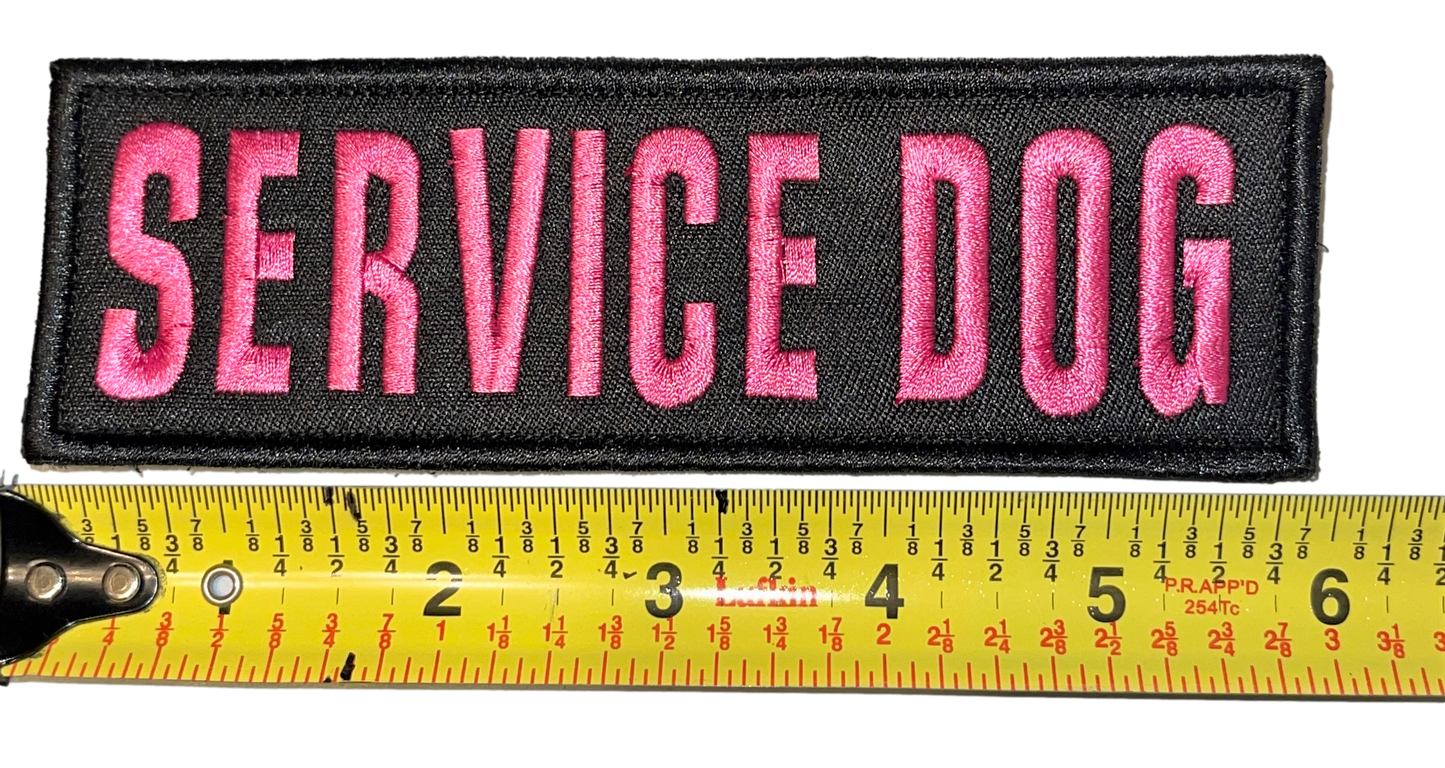 Service Dog Collar Vest Patches - 2 X 6 Inch Embroidered - Hook & Loop